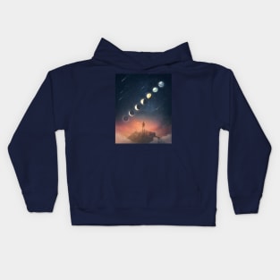 moon phases scene Kids Hoodie